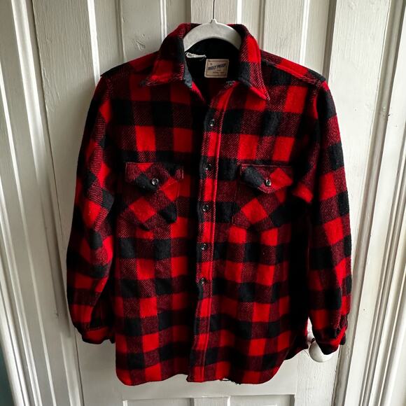 Vintage 50s Frost Proof Buffalo Plaid Wool Shacket Shirt Jacket - Picture 2 of 8